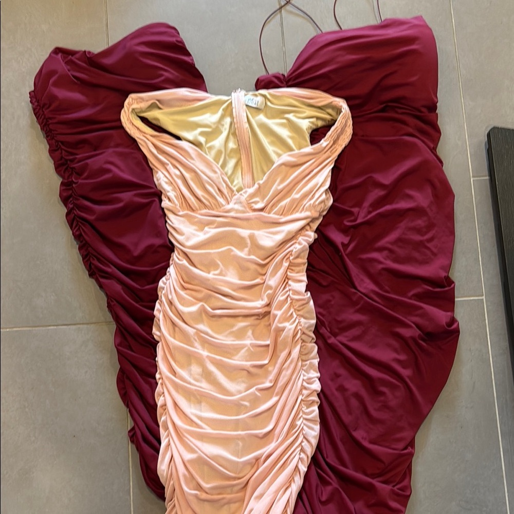 Oh Polly Red and Orange Ruched Bodycon Dress